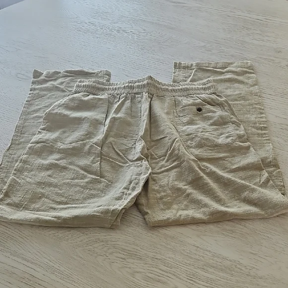 Fabindia Beige Linen Pants Size 34 Drawstring Like New Condition - Picture 6 of 9